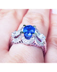 Tanzanite Ring for Women Oval cut Natural Diamonds 18K Gold