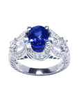Tanzanite Ring for Women Oval cut Natural Diamonds 18K Gold