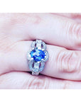 Tanzanite Ring for Women Oval cut Natural Diamonds 18K Gold