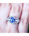 Tanzanite Ring for Women Oval cut Natural Diamonds 18K Gold