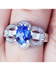 Tanzanite Ring for Women Oval cut Natural Diamonds 18K Gold