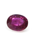 1.31 ct. natural Burma ruby, oval cut, vivid red-purple gemstone.