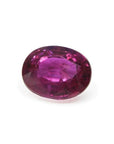 1.31 ct. natural Burma ruby, oval cut, vivid red-purple gemstone.