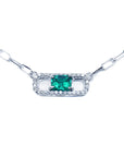Emerald 0.6800 carats Papper Clip Necklace High Quality 18K White Gold