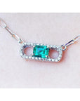 Natural from Muzo Colombia Paper clip emerald necklace crafted in 18k white gold