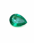 Pear cut natural loose Colombian emerald front right close table and crown view