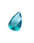 Pear cut loose colombian emerald for sale, front tall right position table and crown view