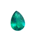 Pear cut natural loose Colombian emerald front tall table and crown view