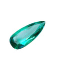 GIA certified Pear shaped loose Colombian emerald, right side table and crown view
