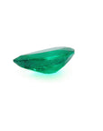 Pear cut natural loose Colombian emerald underside girdle and pavilion view