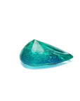 Pear cut loose colombian emerald for sale, upside down pavilion view