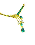 Natural emerald and diamond necklace blended pear shaped, marquises and round cut emeralds with natural diamonds