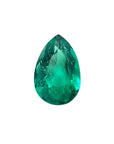 1.84 carat pear-cut natural emerald from Muzo Colombia, vibrant bluish-green.