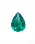 Pear cut natural Colombian emerald Muzo mine, a vibrant medium-deep green hue.