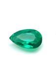 Pear cut natural colombian emerald muzo mine, features a vibrant medium-deep bluish-green hue and great brilliance.