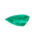 4.17 ct pear-cut natural emerald from Muzo Colombia, vibrant medium-deep green hue.