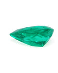 4.17 ct pear-cut natural emerald from Muzo Colombia, vibrant medium-deep green hue.