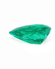 4.17 ct pear-cut natural emerald from Muzo Colombia, vibrant medium-deep green hue.