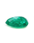 1.84 carat pear-cut natural emerald from Muzo Colombia, vibrant bluish-green hue.