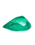 4.17 carat pear-cut natural emerald from Muzo Colombia with a vibrant medium-deep green hue.