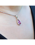 2.04 Carats Pink Sapphire Necklace Slider Pendant Halo Diamonds in 18K White Gold