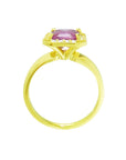 2.05 ct. Pink Sapphire Ring for Women Emerald-cut Halo Natural Diamonds 14K Yellow Gold