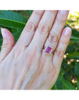 2.05 ct. Pink Sapphire Ring for Women Emerald-cut Halo Natural Diamonds 14K Yellow Gold