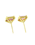 1.79 ct. Natural Pink Sapphire Stud Earrings Halo Diamonds 14K Yellow Gold Push Backs