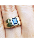 Men's Sapphire Pinky Ring 1.13 carats Medium Dark Blue 14k Yellow Gold