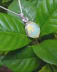 opal silver pendant