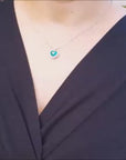 Heart shaped natural colombian emerald pendant hite gold