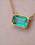 Colombian emerald solitaire necklace for sale