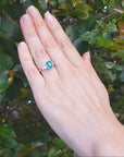 Three Stone Emerald Ring for Women