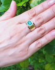 USA made Colombian emerald rings for men solitaire ring bezel set made in 14k yellow gold