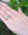 Cushion cut Muzo colombian emerald ring