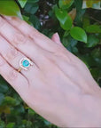Emerald horseshoe ring yellow gold for women