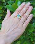 Men's ring emerald for sale 2.13 carats yellow gold 18k