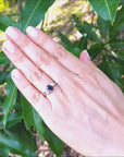 Oval cut blue sapphire women's ring 14k white gold