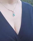 Natural Colombian emerald necklace pear cut set in 18k white gold
