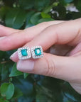 Square stud emerald earrings