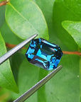 4.52 ct. UNHEATED GIA Certified Natural Sapphire Deep Blue Greenish Emerald-cut