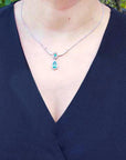 Emerald and diamond necklace May birthstone pear-shaped Muzo mine 14k white gold