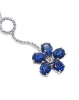Cluster of natural sapphires pendant white gold necklace
