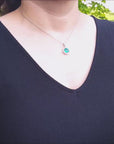2.19 ct. Cushion cut Colombian Emerald Pendant Halo Diamonds 14K