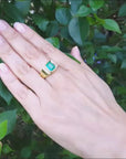 May's birthstone ring for men Colombian emerald bezel set 2.90 carats 18k yellow gold