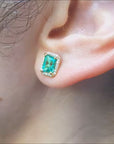 Emerald stud earrings 14k yellow gold