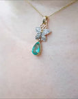 butterfly emerald gold pendant necklace