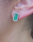 Genuine emerald stud earrings