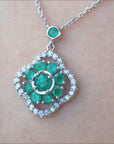 Colombian emeralds cluster necklace for sale