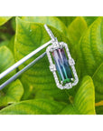 3.50 ct. bicolor tourmaline watermelon pendant with diamond halo in 18K white gold.